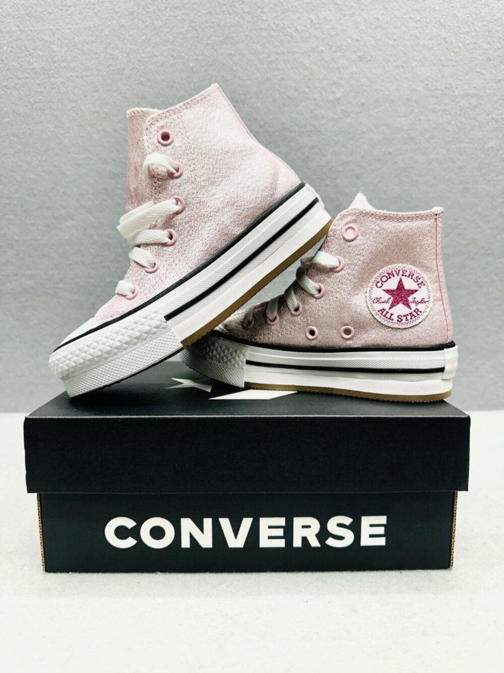 Converse Sneakers Girls KID Size 11 Pink Glitter CTAS EVA High Top A17127F NIB